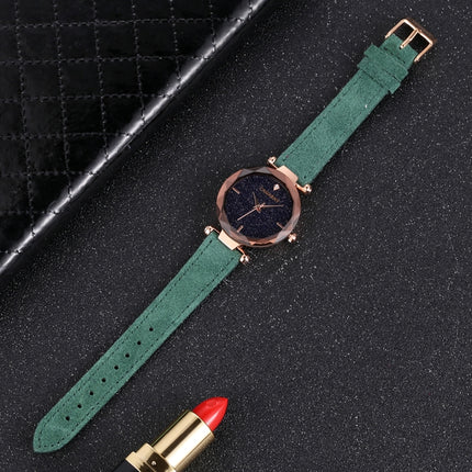 CAGARNY 6877 Water Resistant Fashion Women Quartz Wrist Watch with Leather Band(Green)-garmade.com