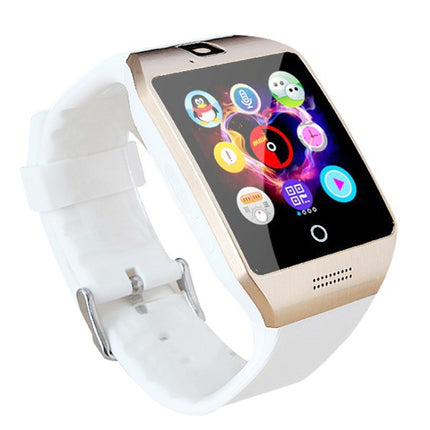 Q18S 1.54 inch IPS Screen MTK6260A Bluetooth 3.0 Smart Watch Phone, Pedometer / Sedentary Reminder / Sleeping Monitor / Anti-Loss / Remote Camera / GSM / 0.3M Camera (White + Gold)-garmade.com