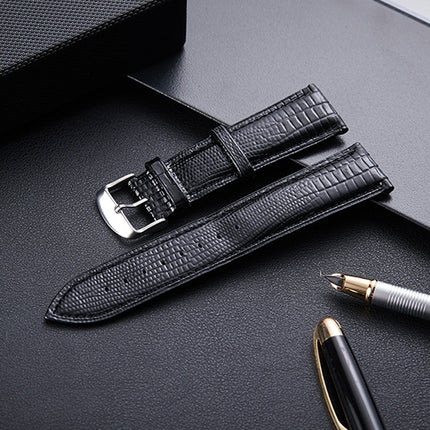Lizard Texture Leather Strap Replacement Watchband, Size: 12mm(Black)-garmade.com