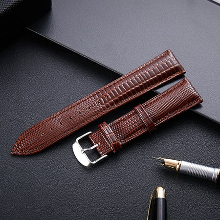 Lizard Texture Leather Strap Replacement Watchband, Size: 12mm(Coffee)-garmade.com