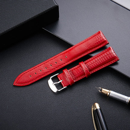Lizard Texture Leather Strap Replacement Watchband, Size: 12mm(Red)-garmade.com