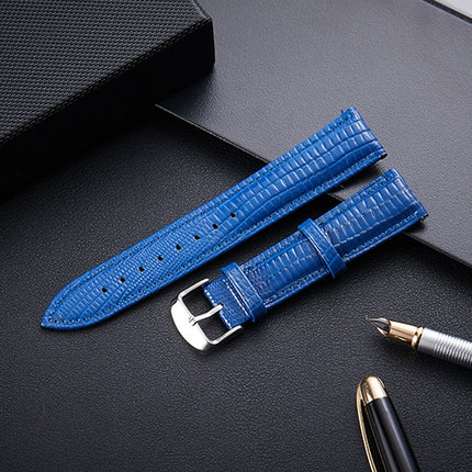 Lizard Texture Leather Strap Replacement Watchband, Size: 18mm(Blue)-garmade.com
