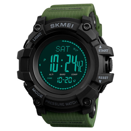SKMEI 1358 Multifunctional Men Outdoor Sports 30m Waterproof Digital Watch with Compass / Barometer / Altimeter/ Pedometer Function(Army Green)-garmade.com