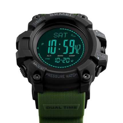 SKMEI 1358 Multifunctional Men Outdoor Sports 30m Waterproof Digital Watch with Compass / Barometer / Altimeter/ Pedometer Function(Army Green)-garmade.com