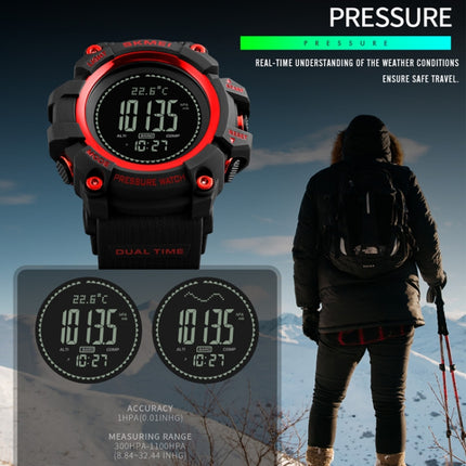 SKMEI 1358 Multifunctional Men Outdoor Sports 30m Waterproof Digital Watch with Compass / Barometer / Altimeter/ Pedometer Function(Army Green)-garmade.com