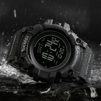 SKMEI 1358 Multifunctional Men Outdoor Sports 30m Waterproof Digital Watch with Compass / Barometer / Altimeter/ Pedometer Function(Army Green)-garmade.com