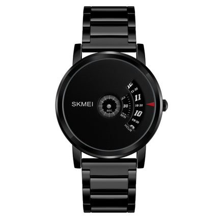 SKMEI 1260 Fashion Creative Pointer 30m Waterproof Quartz Wrist Watch with Stainless Steel Watchband(Black)-garmade.com