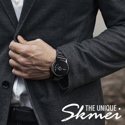 SKMEI 1260 Fashion Creative Pointer 30m Waterproof Quartz Wrist Watch with Stainless Steel Watchband(Black)-garmade.com