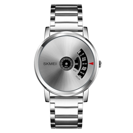 SKMEI 1260 Fashion Creative Pointer 30m Waterproof Quartz Wrist Watch with Stainless Steel Watchband(Silver)-garmade.com