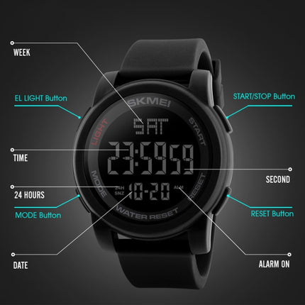 SKMEI 1257 Men Fashionable Outdoor 50m Waterproof Digital Watch Sports Wrist Watch(Blue)-garmade.com