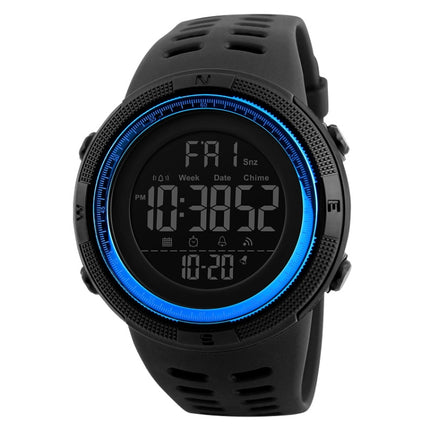 SKMEI 1251 Men Fashionable Outdoor 50m Waterproof Sports Watch Digital Watch with PU Watchband(Blue)-garmade.com