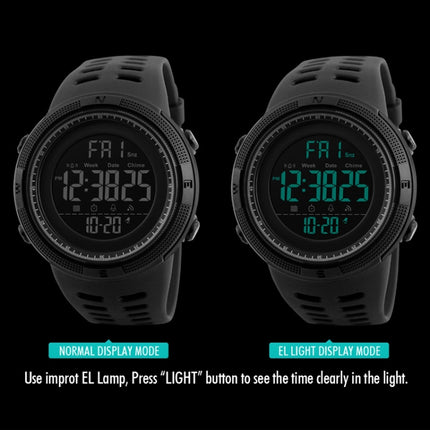 SKMEI 1251 Men Fashionable Outdoor 50m Waterproof Sports Watch Digital Watch with PU Watchband(Blue)-garmade.com