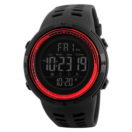 SKMEI 1251 Men Fashionable Outdoor 50m Waterproof Sports Watch Digital Watch with PU Watchband(Black Red)-garmade.com
