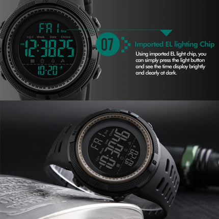 SKMEI 1251 Men Fashionable Outdoor 50m Waterproof Sports Digital Watch with PU Watchband(Black)-garmade.com