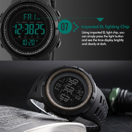 SKMEI 1251 Men Fashionable Outdoor 50m Waterproof Sports Watch Digital Watch with PU Watchband(Grey)-garmade.com