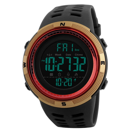 SKMEI 1251 Men Fashionable Outdoor 50m Waterproof Sports Watch Digital Watch with PU Watchband(Gold)-garmade.com