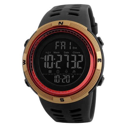 SKMEI 1251 Men Fashionable Outdoor 50m Waterproof Sports Watch Digital Watch with PU Watchband(Gold)-garmade.com