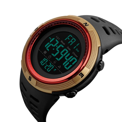 SKMEI 1251 Men Fashionable Outdoor 50m Waterproof Sports Watch Digital Watch with PU Watchband(Gold)-garmade.com