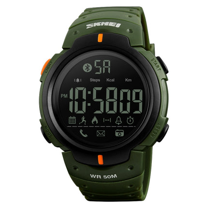 SKMEI 1301 Multifunction 50m Waterproof Sports Bluetooth Smart Watch, Compatible with Android & iOS System(Army Green)-garmade.com