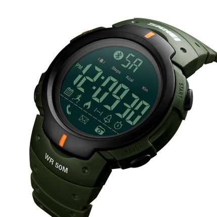 SKMEI 1301 Multifunction 50m Waterproof Sports Bluetooth Smart Watch, Compatible with Android & iOS System(Army Green)-garmade.com