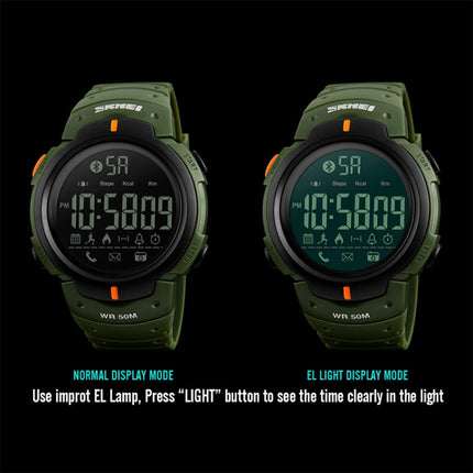 SKMEI 1301 Multifunction 50m Waterproof Sports Bluetooth Smart Watch, Compatible with Android & iOS System(Army Green)-garmade.com