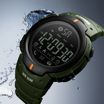 SKMEI 1301 Multifunction 50m Waterproof Sports Bluetooth Smart Watch, Compatible with Android & iOS System(Army Green)-garmade.com
