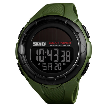 SKMEI 1405 Fashion Solar Power Outdoor Sports Watch Multifunctional 50m Waterproof Men Digital Watch(Army Green)-garmade.com