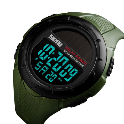 SKMEI 1405 Fashion Solar Power Outdoor Sports Watch Multifunctional 50m Waterproof Men Digital Watch(Army Green)-garmade.com