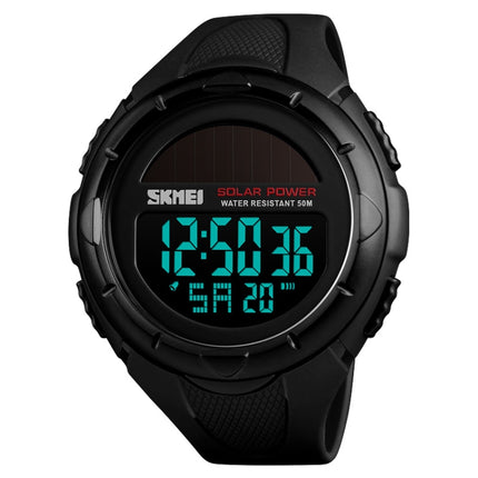 SKMEI 1405 Fashion Solar Power Outdoor Sports Watch Multifunctional 50m Waterproof Men Digital Watch(Black)-garmade.com