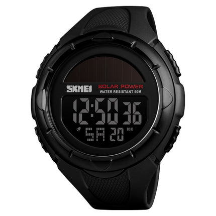 SKMEI 1405 Fashion Solar Power Outdoor Sports Watch Multifunctional 50m Waterproof Men Digital Watch(Black)-garmade.com