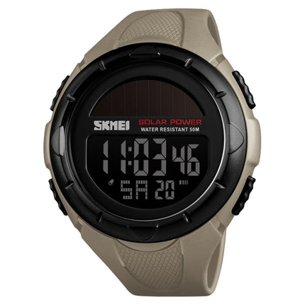 SKMEI 1405 Fashion Solar Power Outdoor Sports Watch Multifunctional 50m Waterproof Men Digital Watch(Khaki)-garmade.com