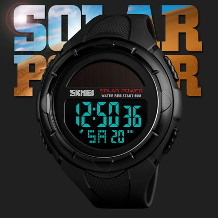 SKMEI 1405 Fashion Solar Power Outdoor Sports Watch Multifunctional 50m Waterproof Men Digital Watch(Khaki)-garmade.com