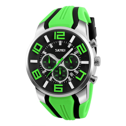 SKMEI 9128 Fashion Multifunctional 3D Large Dial Sports Wristwatch 30m Waterproof Quartz Watch(Green)-garmade.com