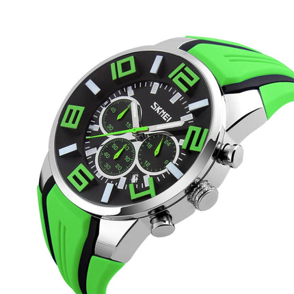 SKMEI 9128 Fashion Multifunctional 3D Large Dial Sports Wristwatch 30m Waterproof Quartz Watch(Green)-garmade.com