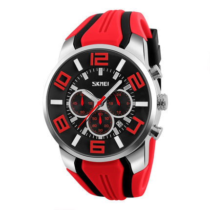 SKMEI 9128 Fashion Multifunctional 3D Large Dial Sports Wristwatch 30m Waterproof Quartz Watch(Red)-garmade.com