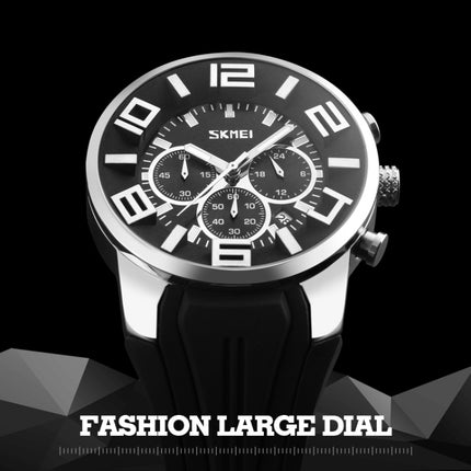 SKMEI 9128 Fashion Multifunctional 3D Large Dial Sports Wristwatch 30m Waterproof Quartz Watch(Red)-garmade.com