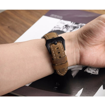 Crazy Horse Layer Frosted Black Buckle Watch Leather Wrist Strap, Size: 20mm(Light Brown)-garmade.com