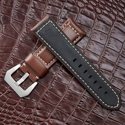Crazy Horse Layer Frosted Black Buckle Watch Leather Wrist Strap, Size: 22mm (Black)-garmade.com