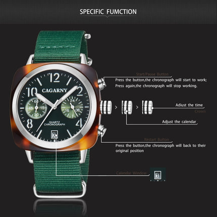 CAGARNY 6883 Fashion Waterproof Polychromatic Metal Shell Quartz Watch with Canvas Wristband-garmade.com