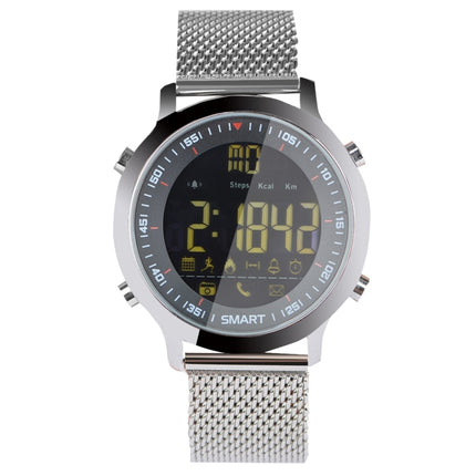 EX18 Smart Sports Watch FSTN Full View Screen Luminous Dial Stainless Steel Strap, Support Steps Counting / Burned Calory / Calendar Date / Bluetooth 4.0 / Incoming Call Reminder / Low Battery Reminder(Silver)-garmade.com
