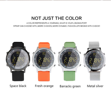 EX18 Smart Sports Watch FSTN Full View Screen Luminous Dial Stainless Steel Strap, Support Steps Counting / Burned Calory / Calendar Date / Bluetooth 4.0 / Incoming Call Reminder / Low Battery Reminder(Silver)-garmade.com