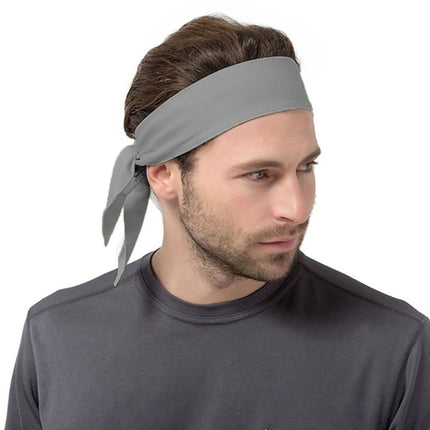 Unisex Sweat Wicking Stretchy Exercise Yoga Gym Bandana Headband Sweatband Head Tie Scarf Wrap, Size: 1.2*0.06m (Grey)-garmade.com