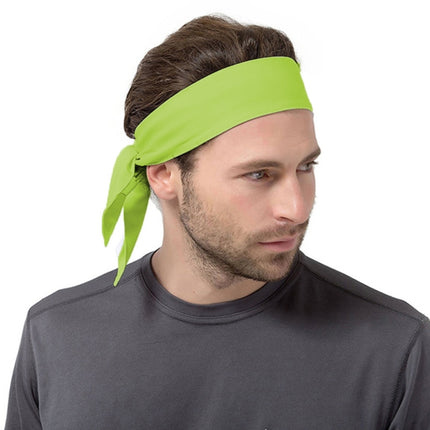 Unisex Sweat Wicking Stretchy Exercise Yoga Gym Bandana Headband Sweatband Head Tie Scarf Wrap, Size: 1.2*0.06m (Light Green)-garmade.com