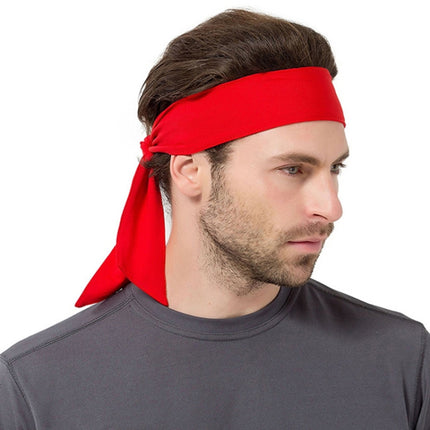Unisex Sweat Wicking Stretchy Exercise Yoga Gym Bandana Headband Sweatband Head Tie Scarf Wrap, Size: 1.2*0.06m (Red)-garmade.com