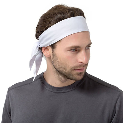 Unisex Sweat Wicking Stretchy Exercise Yoga Gym Bandana Headband Sweatband Head Tie Scarf Wrap, Size: 1.2*0.06m (White)-garmade.com