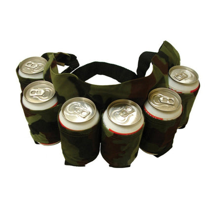 Portable Outdoor Beer Mountaineering Belt 6 Holds Minimalist Stylish Style Multi-function Outdoor Sports Running Hiking Riding Travelling Belt(Black)-garmade.com