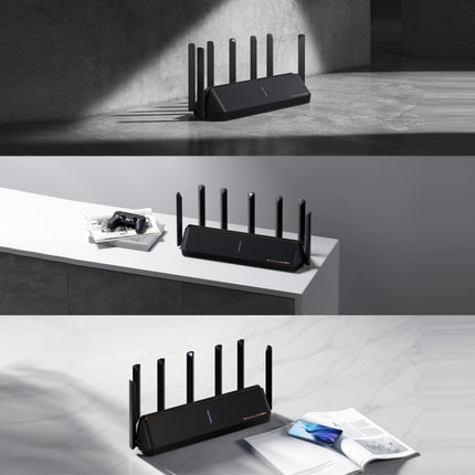 Xiaomi AX6000 WiFi Router 6000Mbs 6-channel Independent Signal Amplifier Wireless Router Repeater with 7 Antennas, US Plug(Black)-garmade.com