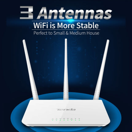 Tenda F3 Wireless 2.4GHz 300Mbps WiFi Router with 3*5dBi External Antennas(White)-garmade.com