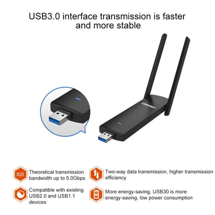 COMFAST CF-939AC 1900Mbps Dual-band Wifi USB Network Adapter with USB 3.0 Base-garmade.com