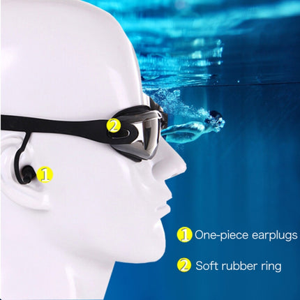 High-definition Waterproof Fogproof Swimming Goggles with Swimming Cap (Black)-garmade.com